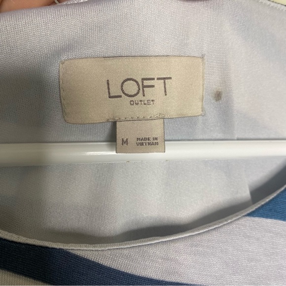 Ann Taylor Loft Dress Women  Size Medium Striped Midi Sleeveless Ruched 
Stret - Picture 3 of 7